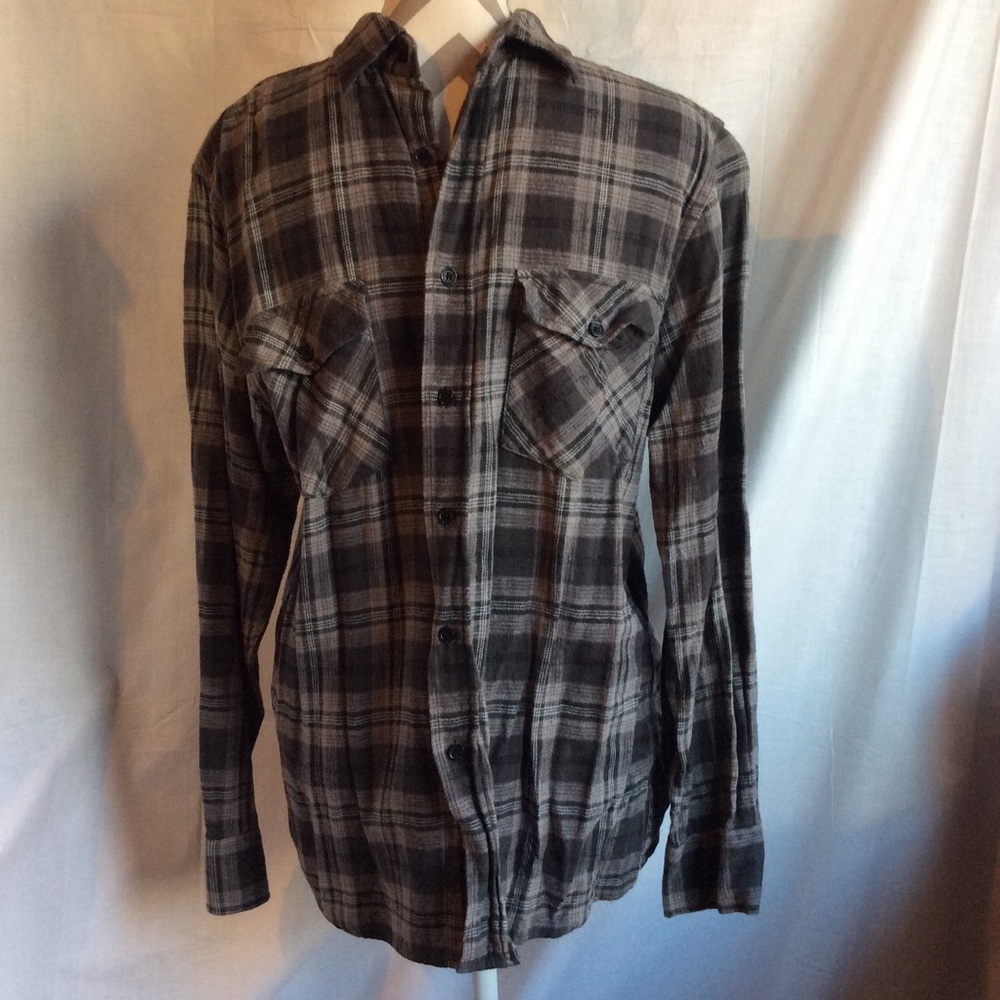 Target Flannel Plaid Shirt Gray/Black. Sz Medium Hipster